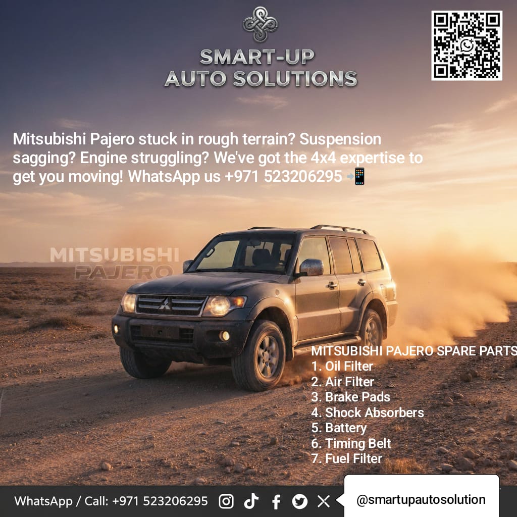 SmartUpAuto's tweet photo. Get your Mitsubishi Pajero movin' in rough terrain 🌄! Smart-Up Auto Solutions: 4x4 expertise &amp; genuine parts 📲 WhatsApp +971 523206295 #MitsubishiPajero #SmartUpAutoSolutions #4x4Solutions

How's that? Want me to adjust anything? https://t.co/wcdf4hDmxA