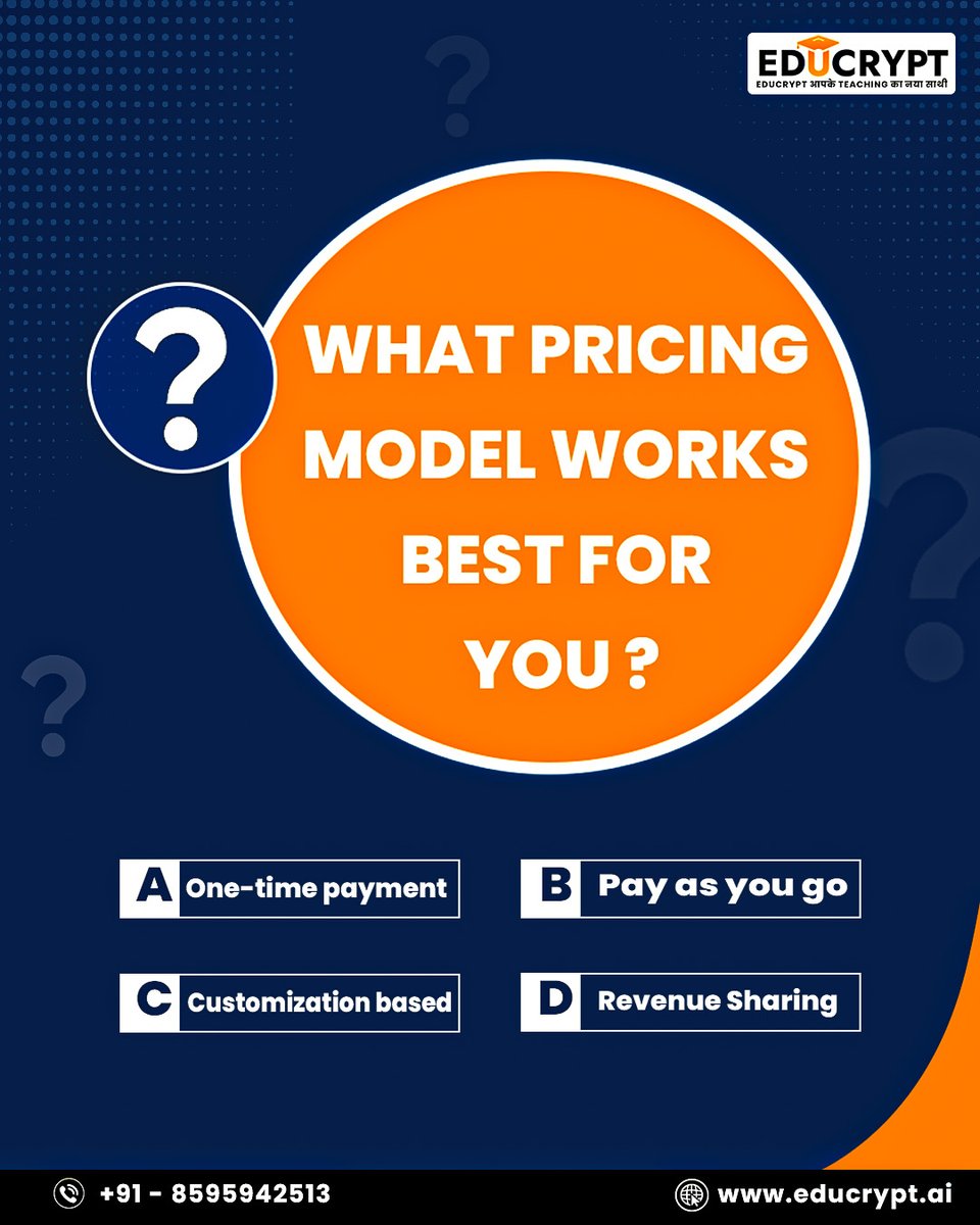 educrypt_ai's tweet image. Educators, we want your take! 
Which pricing model works best for your online academy?
Vote now and let’s see which one leads the eLearning game!
#EducatorsVote #CoursePricing #eLearningModels #AcademyInsight #TeachingTrends #OnlineCourseSales #PricingStrategies #VoteForEducation