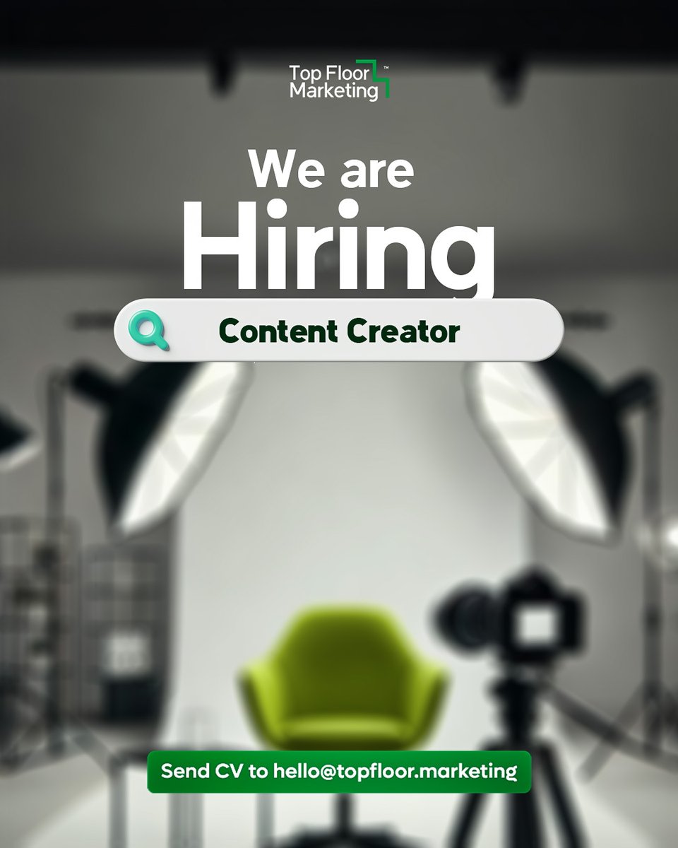 TopFloor_TFM's tweet photo. ❗NEW: CONTENT CREATOR JOB VACANCY

We are hiring!!

We need a talented, and self-motivated content creator on our team at Top Floor Marketing. 

Interested applicants should send their CV to hello@topfloor.marketing. 

#jobopportunity #jobvacancy #hiringnow https://t.co/E8vacT3Hbl