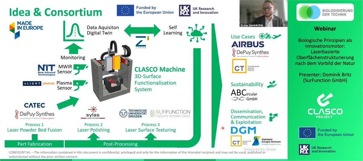 CLASCO_Project's tweet photo. 🌿 Nature-inspired innovation! Dr.-Ing. Dominik Britz (SurFunction GmbH) showed how the ELIPSYS DLIP platform enables sustainable surface functionalization — reducing friction, coatings &amp; waste. @EuropeanCommission @innovateUK 🔗 https://t.co/VzmUB72eae #EFFRA #MadeinEurope https://t.co/BceLvOg7kb