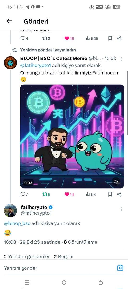 mervann7676's tweet image. Halen çok erken bu hikaye bize katılın hep birlikte yürüyelim  @fatihcrypto1  hocam bize sevdi galiba  peki sen 
Topluluğu katılmak için çok güzel bir zaman  #bloop #gem #meme 
t.me/bloopcommunity
Ca 0x28e30AFDA1455D2E39023F74871BC05fC156d9Bc