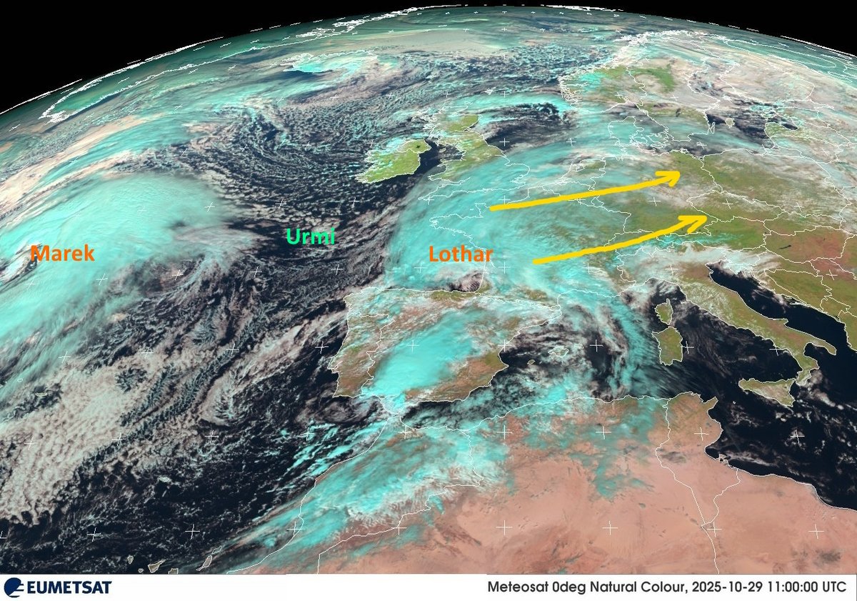 WetterKontor's tweet photo. Die Regenwolken von Tief Lothar ziehen in der Nacht und morgen über Deutschland hinweg. Am Freitag folgt Hoch Urmi, bevor am Wochenende Sturmtief Marek das Kommando beim Wetter in Deutschland übernimmt: https://t.co/Suop8PTQDt
#Wetter #Lothar #Urmi #Marek https://t.co/R9NOZPXVw1