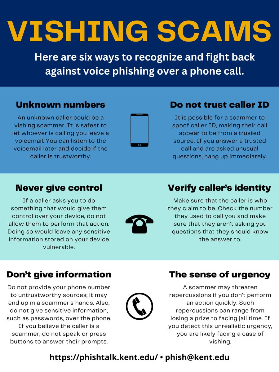 DpsRic's tweet image. Hey #DPOs! #Vishing scams are becoming more popular, it may be a good idea to remind staff to be vigilant when answering the phone! 📞