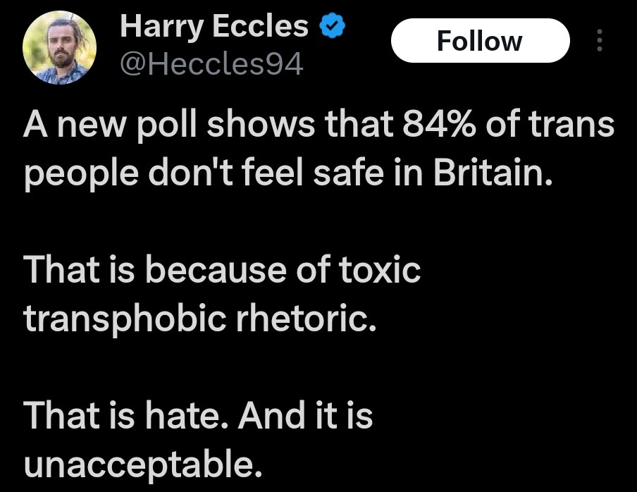 Notice how, if trans feel unsafe, then that's because of evil transphobes making them feel unsafe.
But if someone feels unsafe because of Islamist violence, that's because the person feeling unsafe is an evil Islamophobe.
The left twist everything to their agenda.
