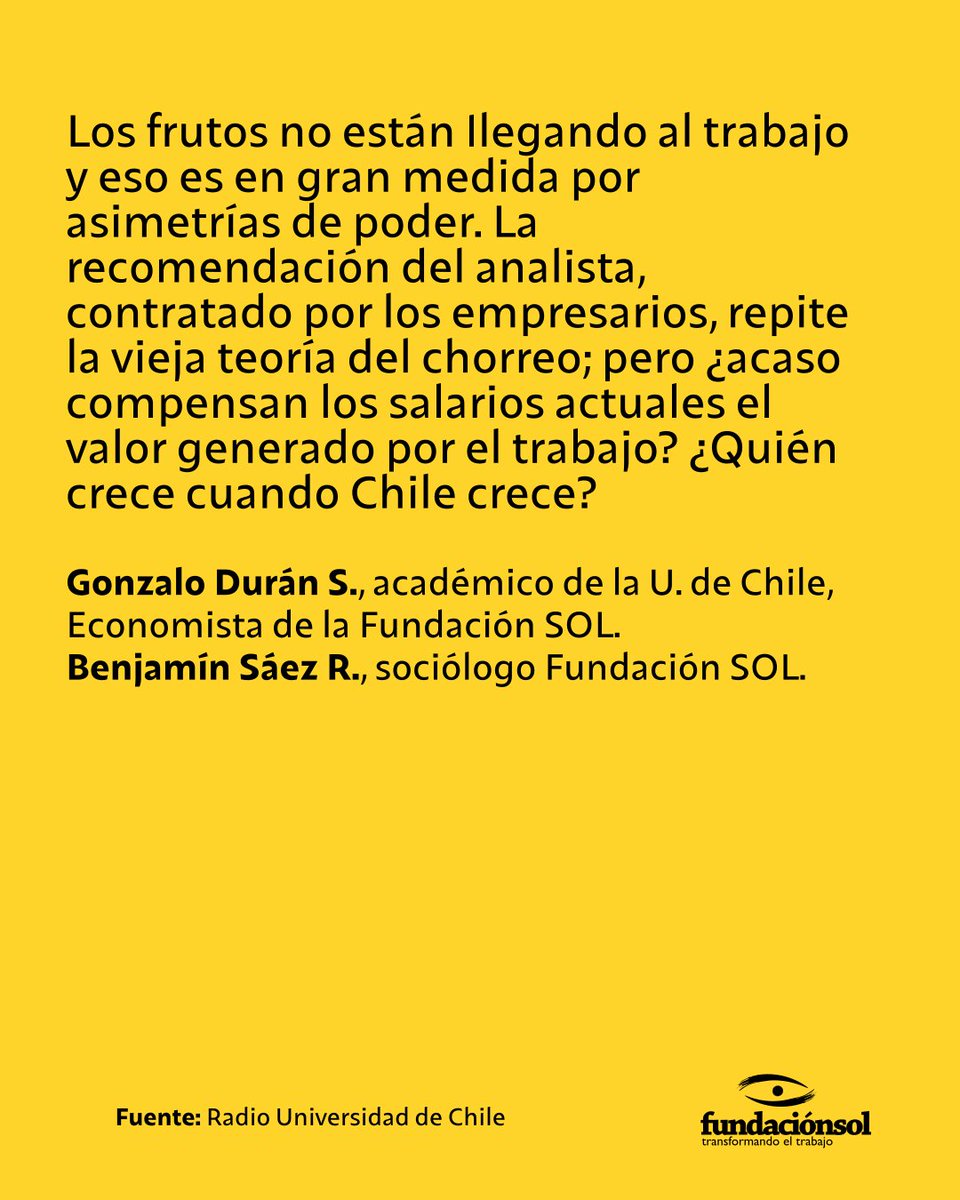 ¿Quién crece cuando Chile crece?

Lo que los datos exhiben sin maquillaje es lo siguiente: la mitad de las  y los trabajadores en Chile ganan $3.241 o menos (valor mediano) por  una hora de trabajo, el equivalente a ¼ de queso gauda. En 2024, el PIB  creció 2,6%; el valor hora