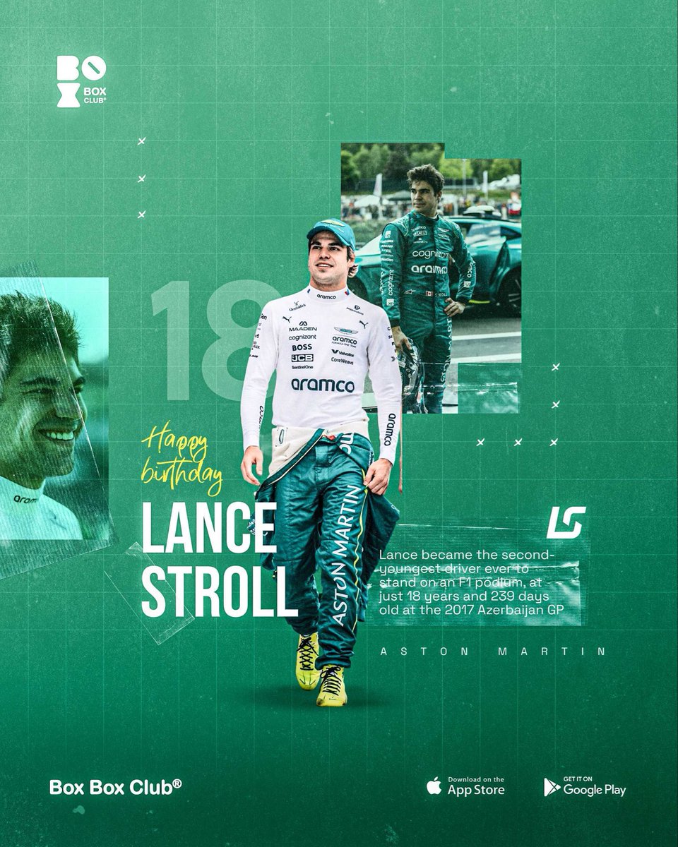 BoxBox_Club's tweet image. Happy birthday Lance 🥳🥳

#lancestroll @AstonMartinF1 #boxboxclub #f1widgets