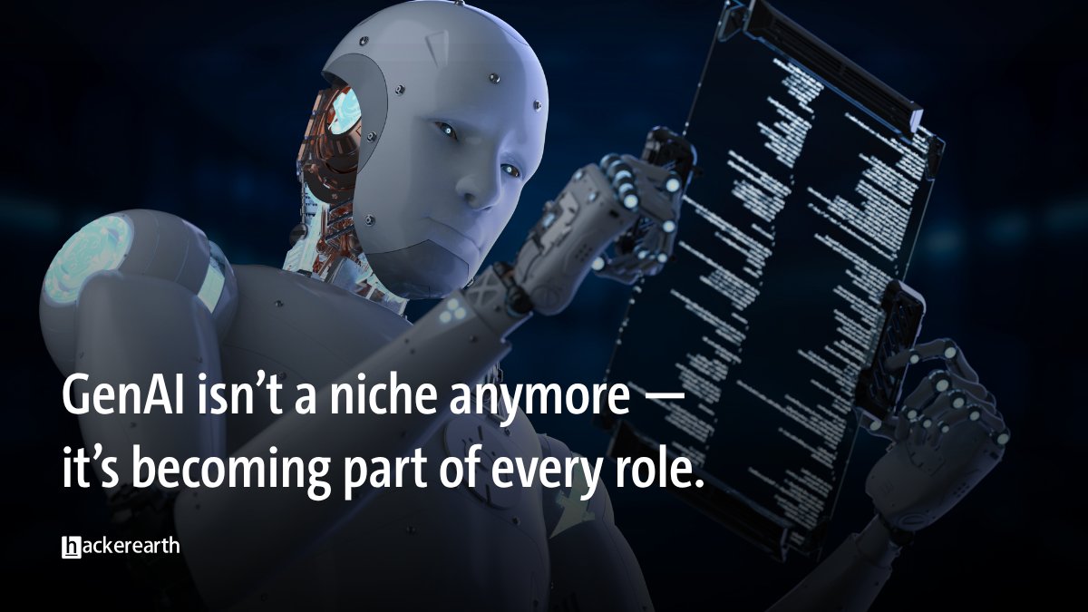 HackerEarth's tweet image. From entry-level 🤖 to advanced RAG &amp;amp; prompt engineering →
 HackerEarth’s GenAI library has you covered.
⚡ Customize. Deploy. Hire faster.
 #GenAI #DeveloperTools #TechHiring