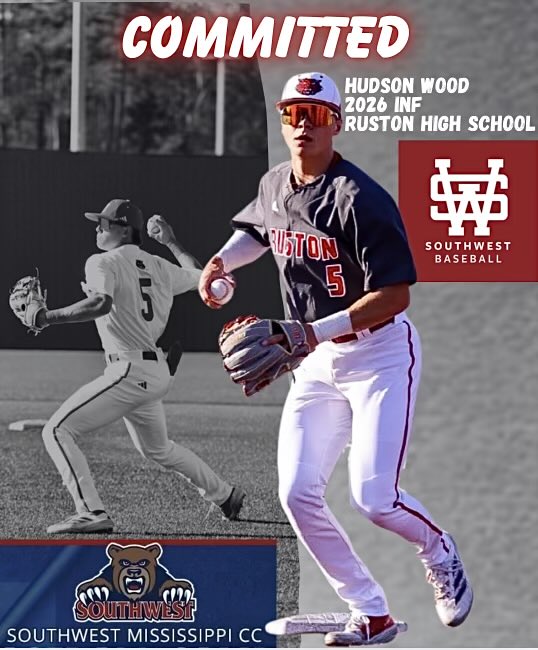 After a great talk with the coaches over at <a href="/SMCC_BB/">SMCC Baseball</a> I am thrilled to announce that I will be furthering my academic and athletic career at Southwest Mississippi CC. I’d like to thank God, my family, and everyone else who has helped me reach this point!  Go Bears! <a href="/RustonBaseball/">Ruston Baseball</a>
