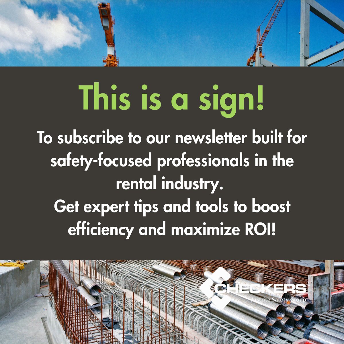 Checkers620's tweet photo. Are you already subscribing to our newsletter, Safety Edge: Rental Industry? If not, this is a sign to do just that! https://t.co/X9GMM7zEGG https://t.co/ZkC7gueKJ2