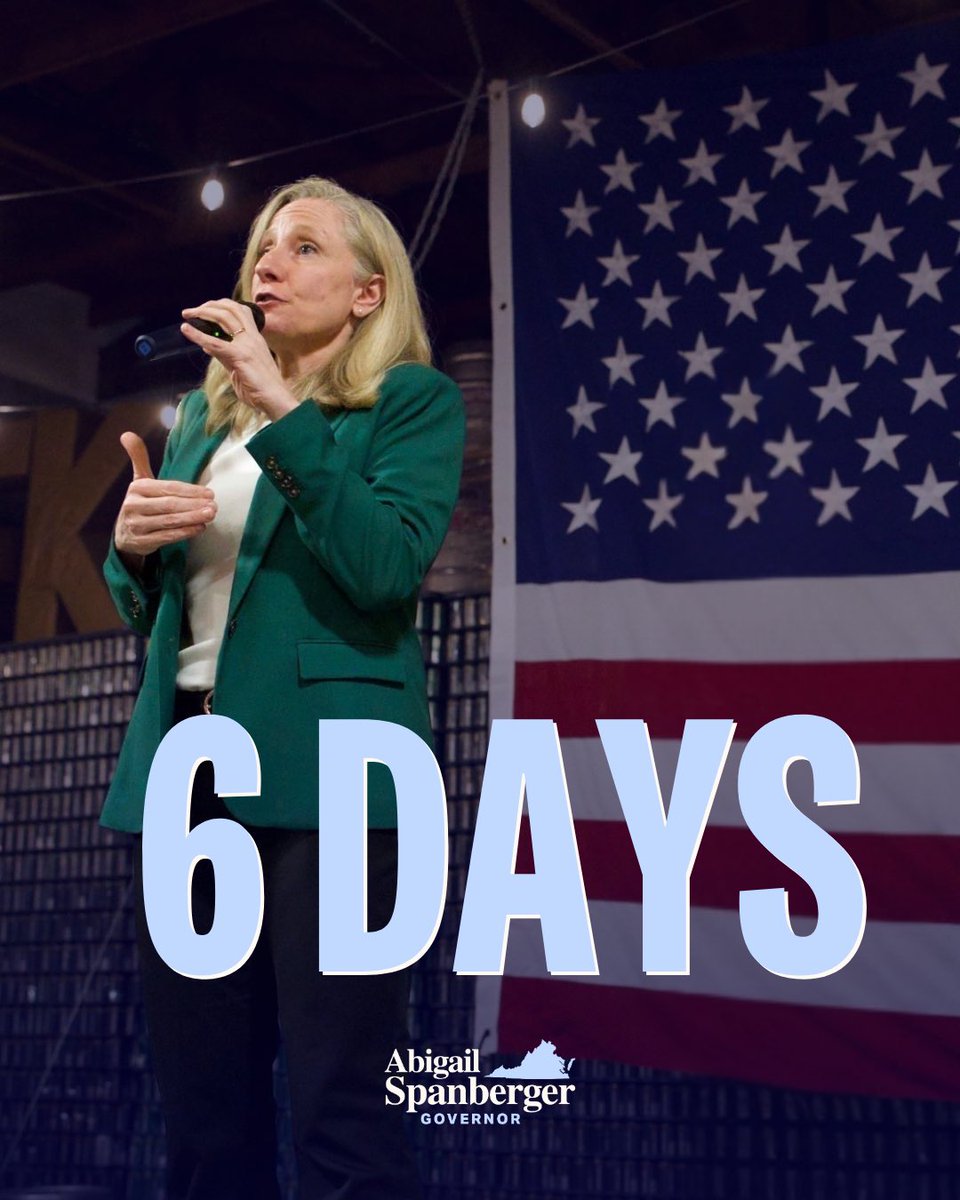SpanbergerForVA's tweet photo. There’s just 6 days left to make your voice heard in this election. 🇺🇲

https://t.co/4rkyuqaJL9 https://t.co/jaDYMNrIp4