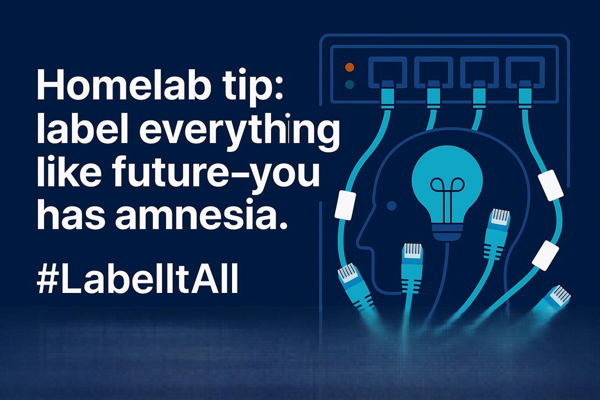 TechVibeAis's tweet image. 💡 Homelab tip: label everything like future-you have amnesia.
#homelab #IT