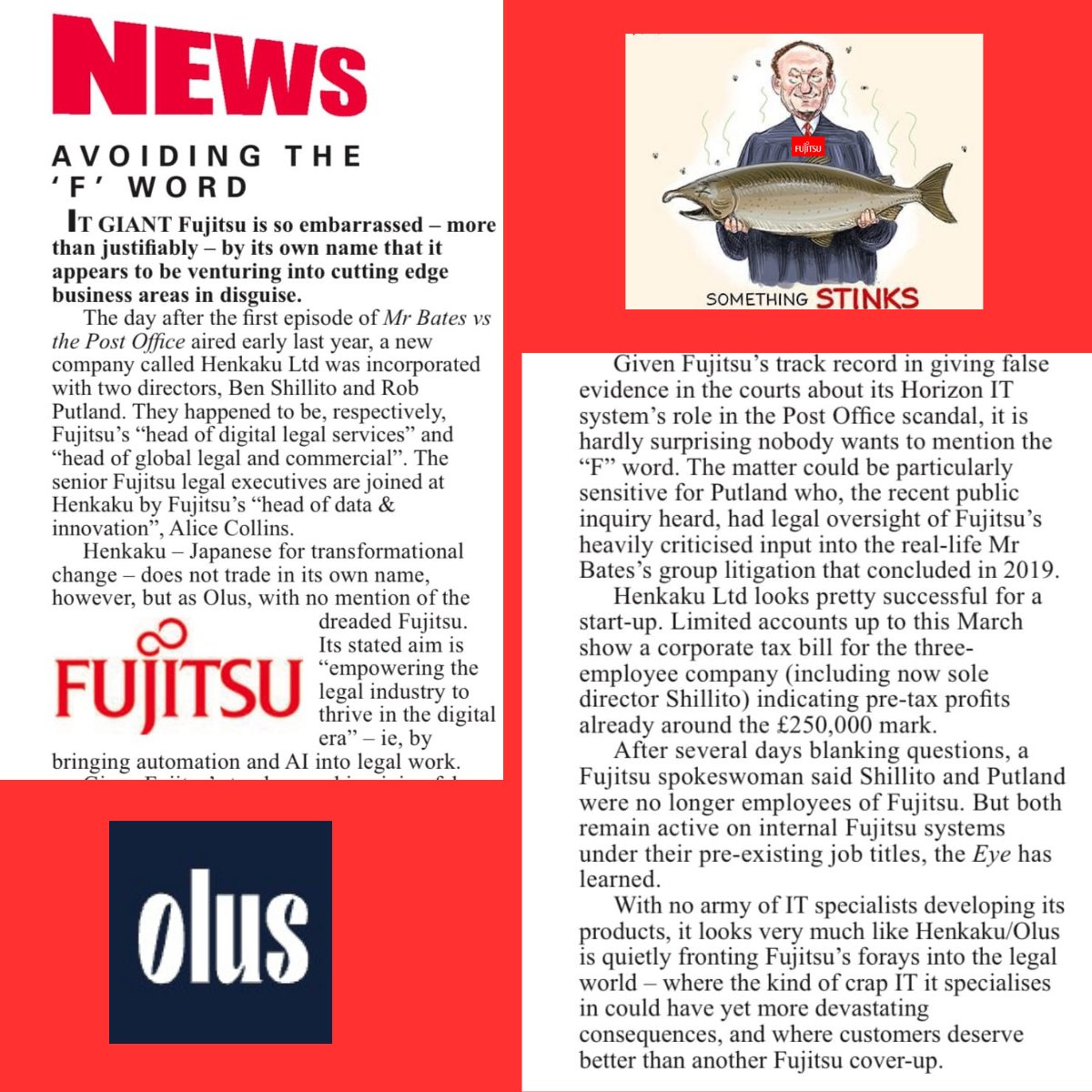 stugoo17's tweet image. #FUJITSU #PostOfficeScandal #PrivateEye #AI #LegalEthics #LegalTech #Brand #Integrity

🚨PRIVATE EYE sniffs out something strange going on in the State of FUJITSU 🤔

@fujitsu_uk @Fujitsu_Global @FujitsuUKEvents 
@PrivateEyeNews @rbrooks45 @BLaw @legalfutures @GoodLawProject
