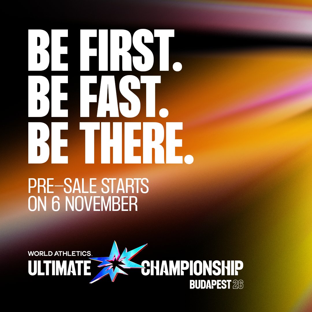 WAultimateChamp's tweet photo. Don’t miss your chance to be part of the first-ever #WorldAthleticsUltimate Championship ✨
 
Pre-sale is coming soon 🎟️
 
Register now to get access 
🔗https://t.co/NehfmtY0Tx https://t.co/r8FHXXe3ZA