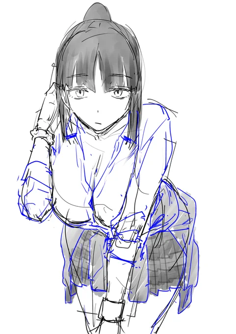 次書く漫画のキャラのラフ絵です。