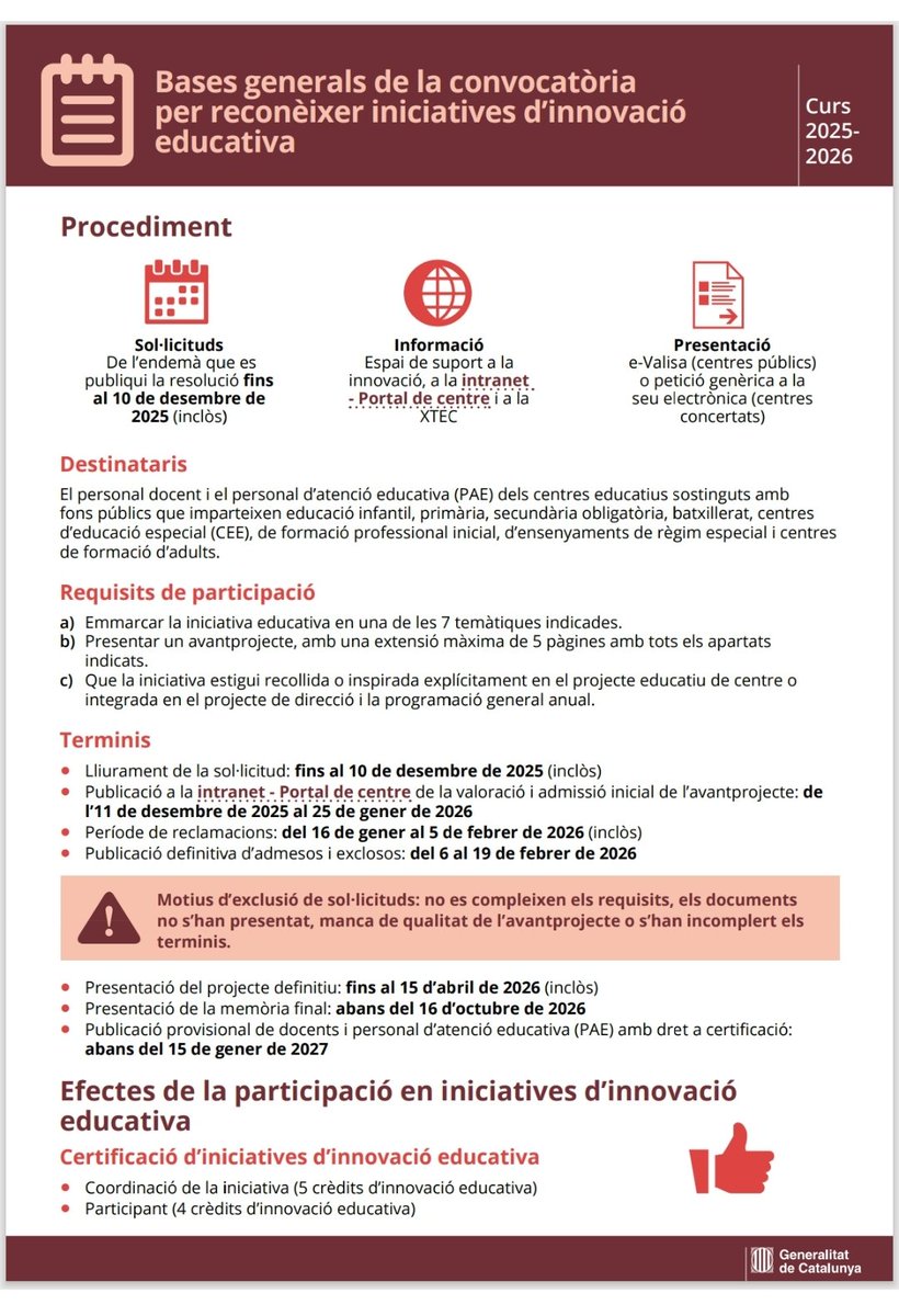 ✅️NOVETAT! Reconeixement d'innovació educativa...iniciats curs 25-26