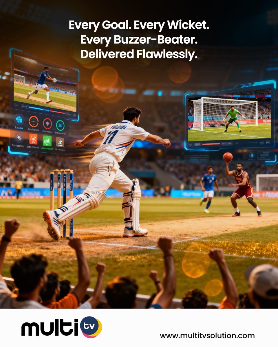 MultiTVVideo's tweet image. When sports come alive, every second counts. ⚡
MultiTV’s AI-powered Key Moments captures every six, goal &amp;amp; three-pointer — turning passion into instant highlights.
No delays, just sports magic.
👉 multitvsolution.com/key-moments.php
#AISports #SportsTech #AIStreaming #OTTPlatform #sports
