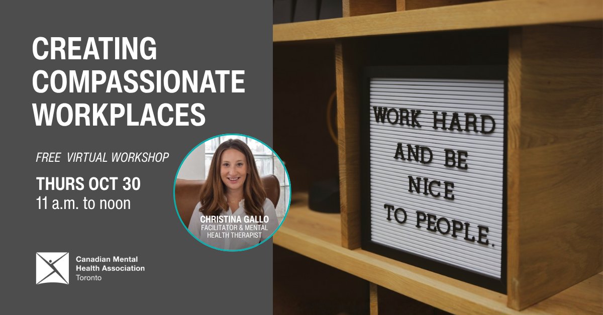 ⏰ Still time to join mental health therapist Christina Gallo for Creating Compassionate Workplaces on Thursday Oct 30 at 11 a.m. It’s free! Learn how to make space for authentic conversations and empathy-building at work. 

ow.ly/kthp50XjhFe