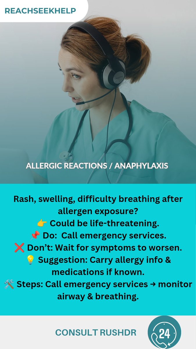ReachSeekHelp's tweet image. Severe allergy response? Hives, swelling, difficulty breathing — act immediately!
Get expert help on @rushdr @reachseekhelp
👉 Download RUSHDR: play.google.com/store/apps/det… #Anaphylaxis #AllergyAlert #EmergencyCare #AllergyAwareness #ConsultOnline @RUSHDR @ReachSeekHelp
