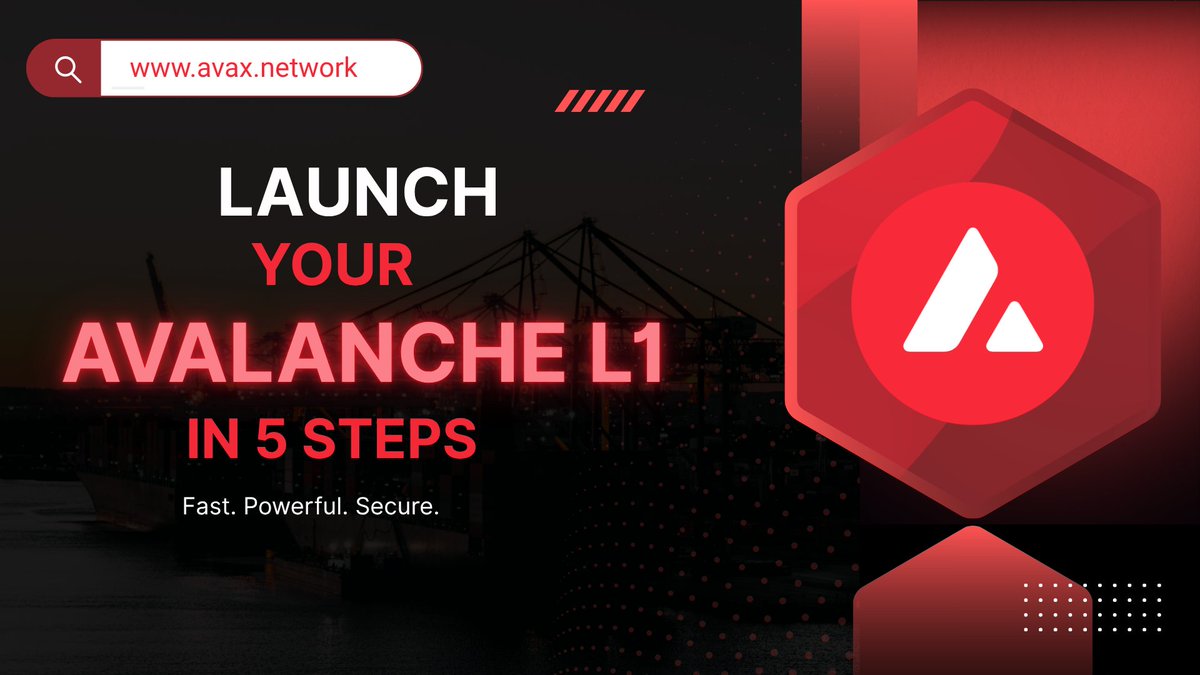 How to Launch an Avalanche L1 in 5 Steps
Avalanche <a href="/avax/">Avalanche🔺</a> empowers builders to launch custom Layer 1 blockchains (#L1) — sovereign, scalable, and interoperable through BuilderKit and #Avalanche Warp Messaging (AWM).

Here’s a 5-step visual guide to launching your own Avalanche L1
