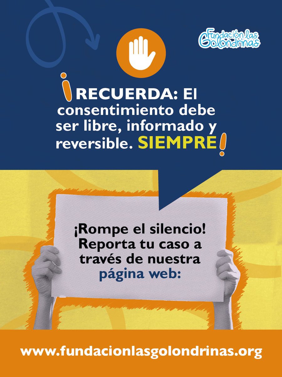 FunGolondrinas's tweet photo. ¡La Fundación las Golondrinas le dice ❌NO a la Explotación y el Abuso Sexual! 🚨Por eso hoy presentamos nuestra Política de Protección contra la Explotación y el Abuso Sexual (PEAS). 👉¡Rompe el silencio! Reporta tu caso a través de nuestra página web. https://t.co/CagqN6oHob