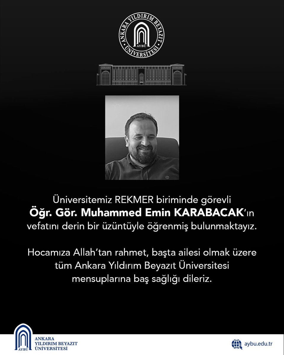Merhum hocamıza Allah'tan rahmet, başta ailesi olmak üzere tüm Ankara Yıldırım Beyazıt Üniversitesi mensuplarına başsağlığı dileriz.

<a href="/acengizkoseoglu/">Ali Cengiz Köseoğlu</a>