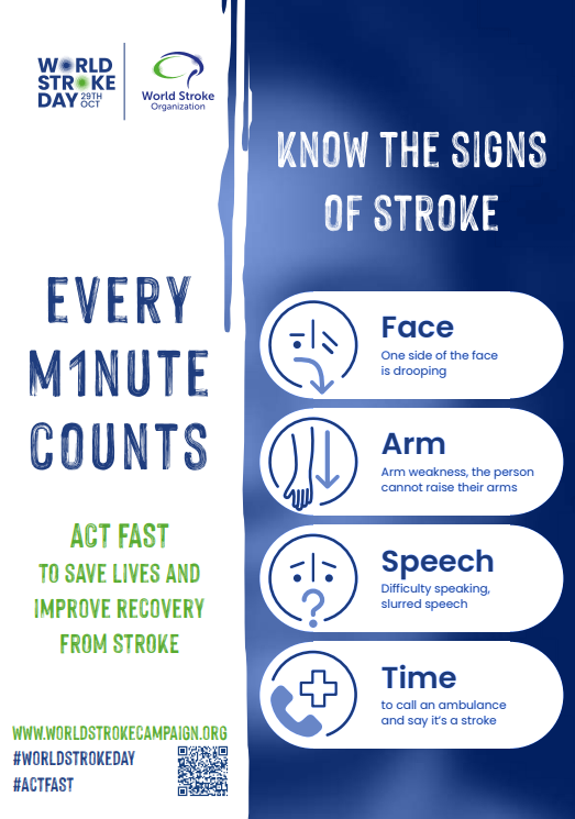 svuh's tweet image. At #SVUH, our stroke team cares for 400+ patients every year-each one a person, a story, a life that matters

This #WorldStrokeDay, know the signs &amp;amp; #ActFAST
🧠 Face drooping
💪 Arm weakness
🗣️ Speech difficulty
⏱️ Time to call 999

Help spread awareness - time lost is brain lost