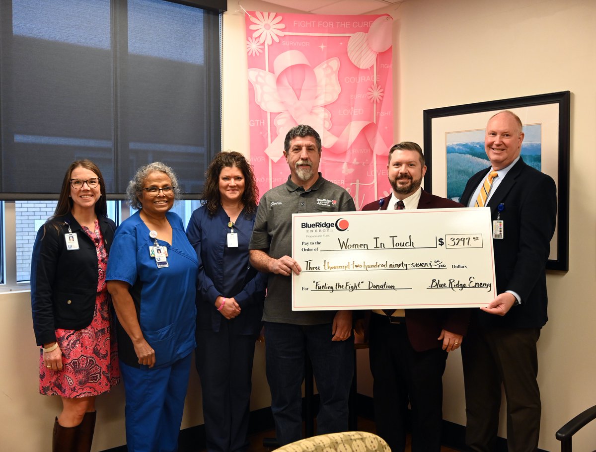 AsheHospital's tweet photo. Thank you to our friends at Blue Ridge Energy for their generous donation to the Women in Touch Fund, which provides free screening mammograms to uninsured women in Ashe County. https://t.co/9gnHF7R93K