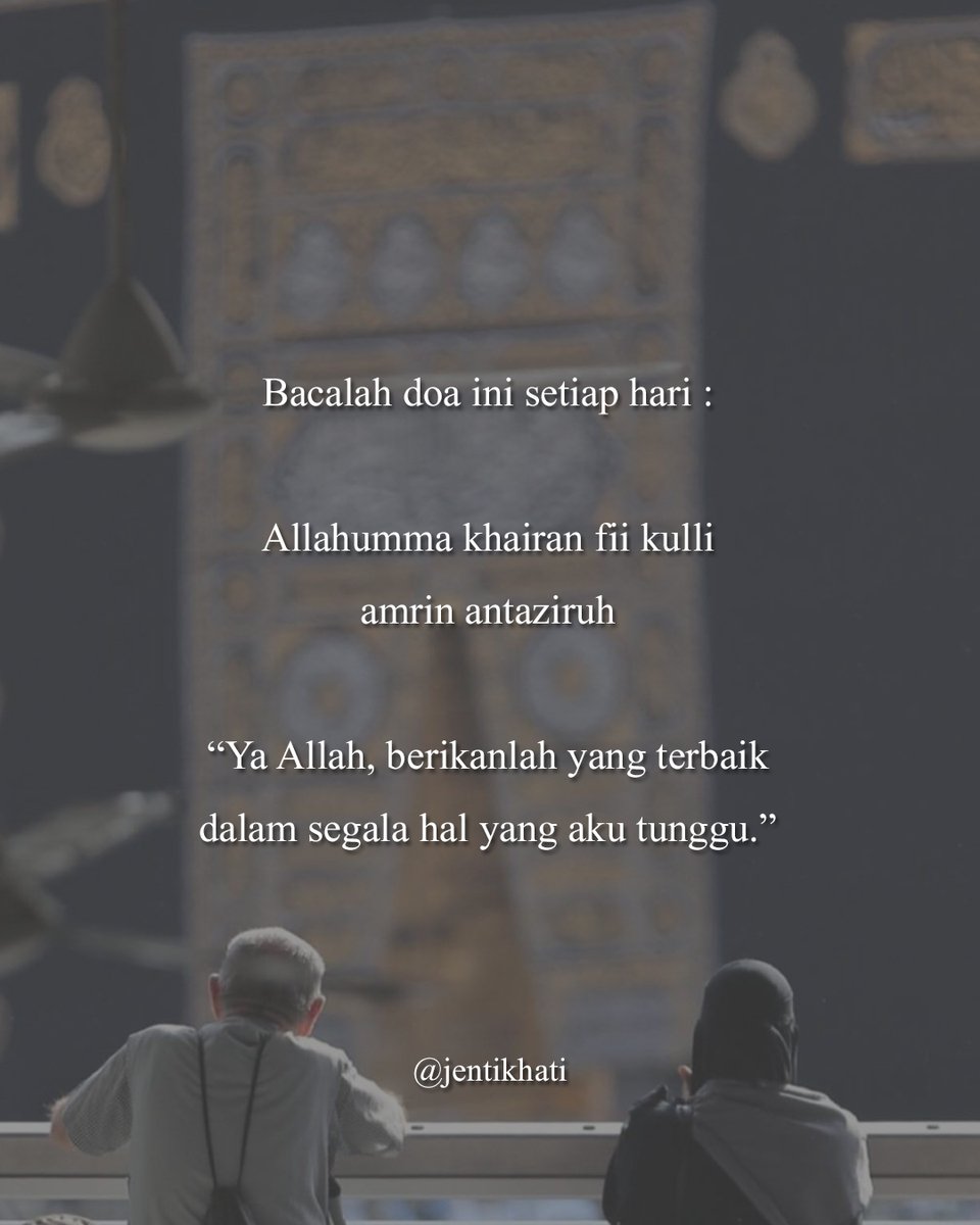 Selalu yakin dengan ayat ini :

“Percayalah, Allah genggam semua doa kita. Lalu dilepaskan satu persatu disaat yang paling tepat. Sangka baik pada Allah. Semuanya sudah disusun cantik jalan cerita kita.”