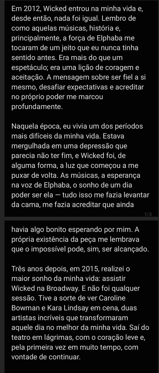 taecomuna's tweet photo. @wickedmusicalbr @universalpicsbr @tvglobo São anos sendo fã de Wicked. Mudou minha vida. Graças a ele eu descobri meu amor por musicais e não desisti da minha carreira de atriz. Devo muito à Oz. Eu faria de tudo para viver esse momento especial em sp.
#EuNaPremiereDeWicked https://t.co/j6WlMzl7zL
