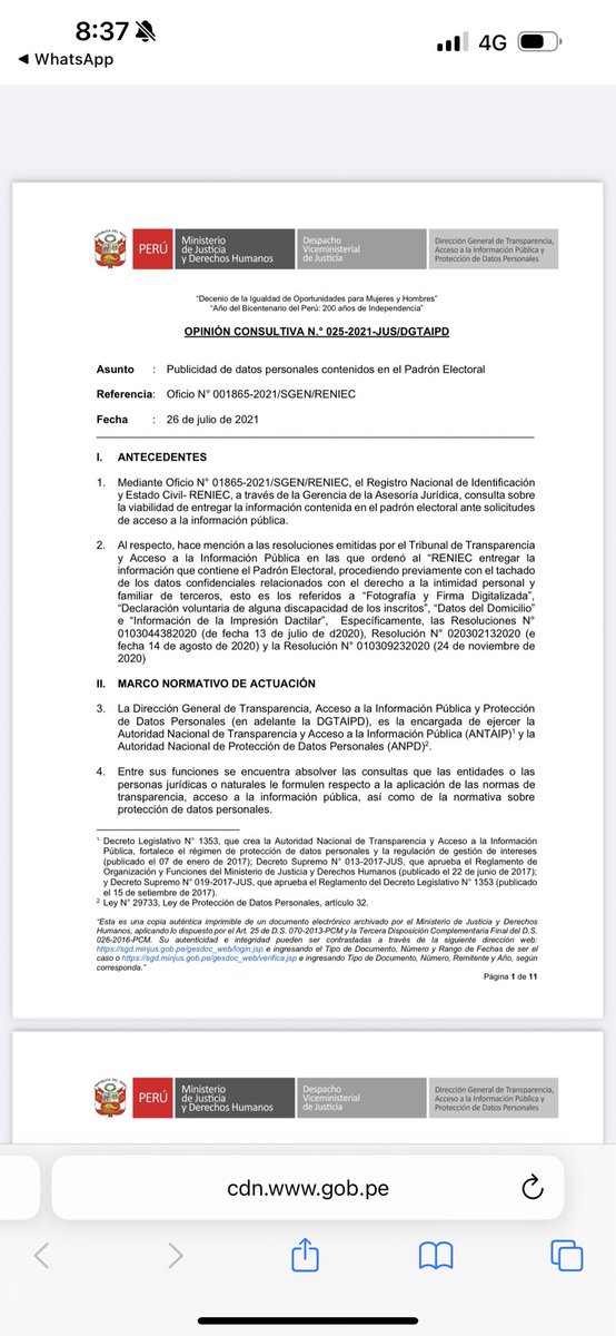coyotegris's tweet image. #prensa #urgente en 2021 la autoridad de datos personales ya le había dicho a @ReniecPeru que la dirección (del padrón electoral) no debería ser compartida cdn.www.gob.pe/uploads/docume… &amp;lt;- mal hace reniec en intentar escudarse en la ley de elecciones para vulnerar #datospersonales