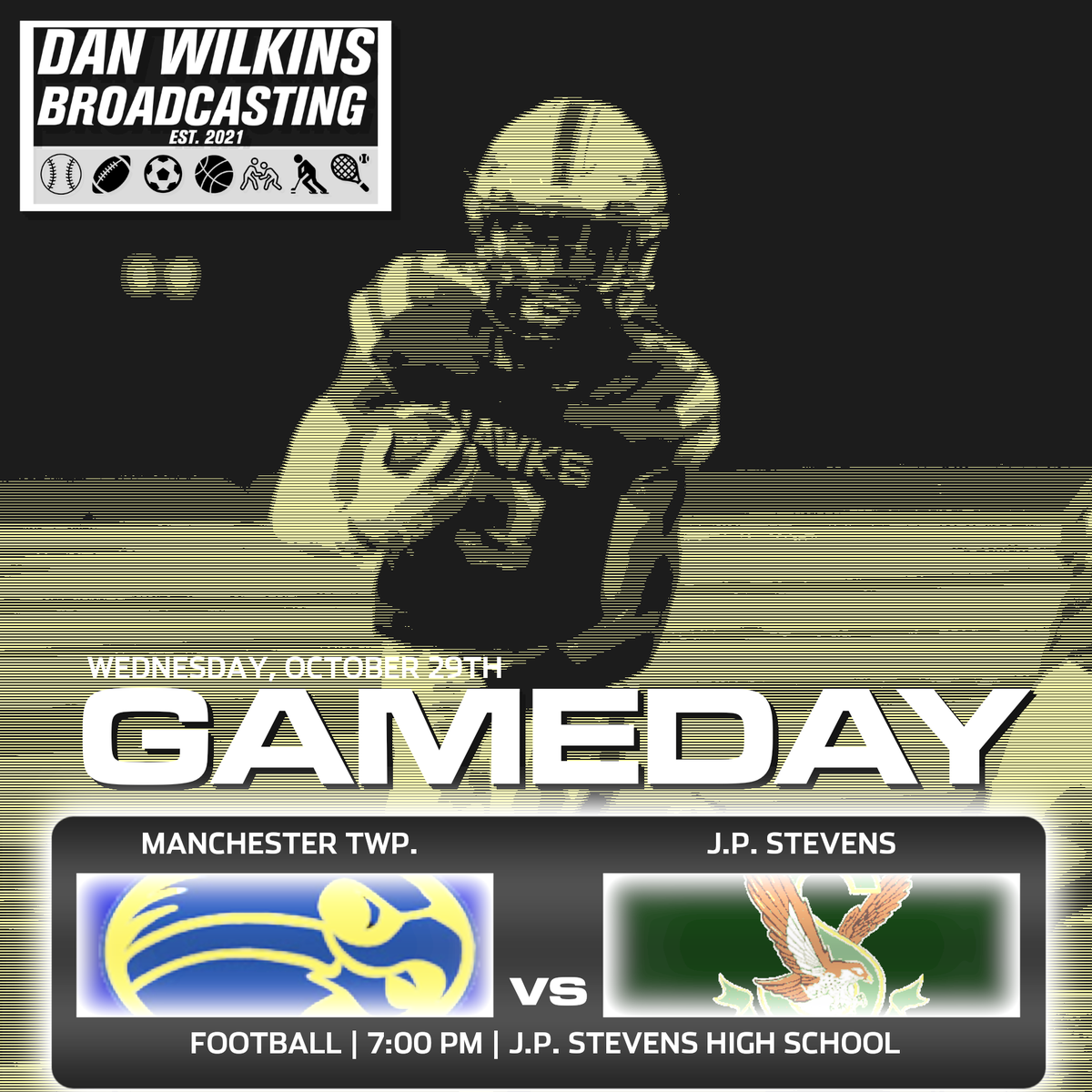 A rare DWB trip to Edison awaits!

🏈MANCHESTER TWP. vs. EDISON
⏰7:00pm
🎙️Dan Wilkins, Matt Goldman
📺youtube.com/live/_d2KnHNGJ…

#DWBroadcasting <a href="/CoachKunyz/">David Kunyz</a> <a href="/hawksfootball10/">JP Stevens Football</a>