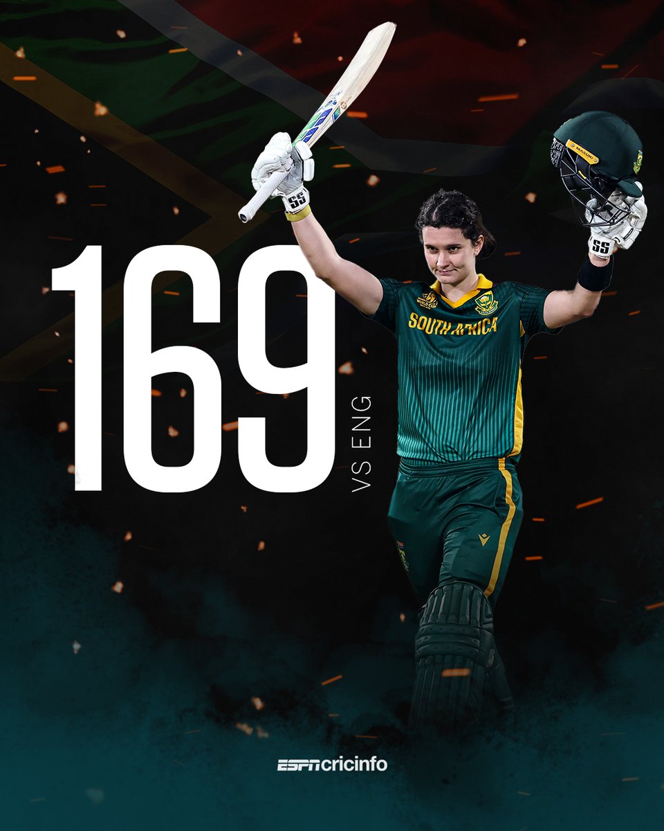 Laura Wolvaardt today: 

◾ The highest individual score for SA in the women's ODI WC
◾ The first captain to score a women's ODI knockout hundred
◾ The joint-most 50+ scores at a women's ODI WC
◾ The first from SA to 5000 women's ODI runs
◾ Helps SA post the highest score at