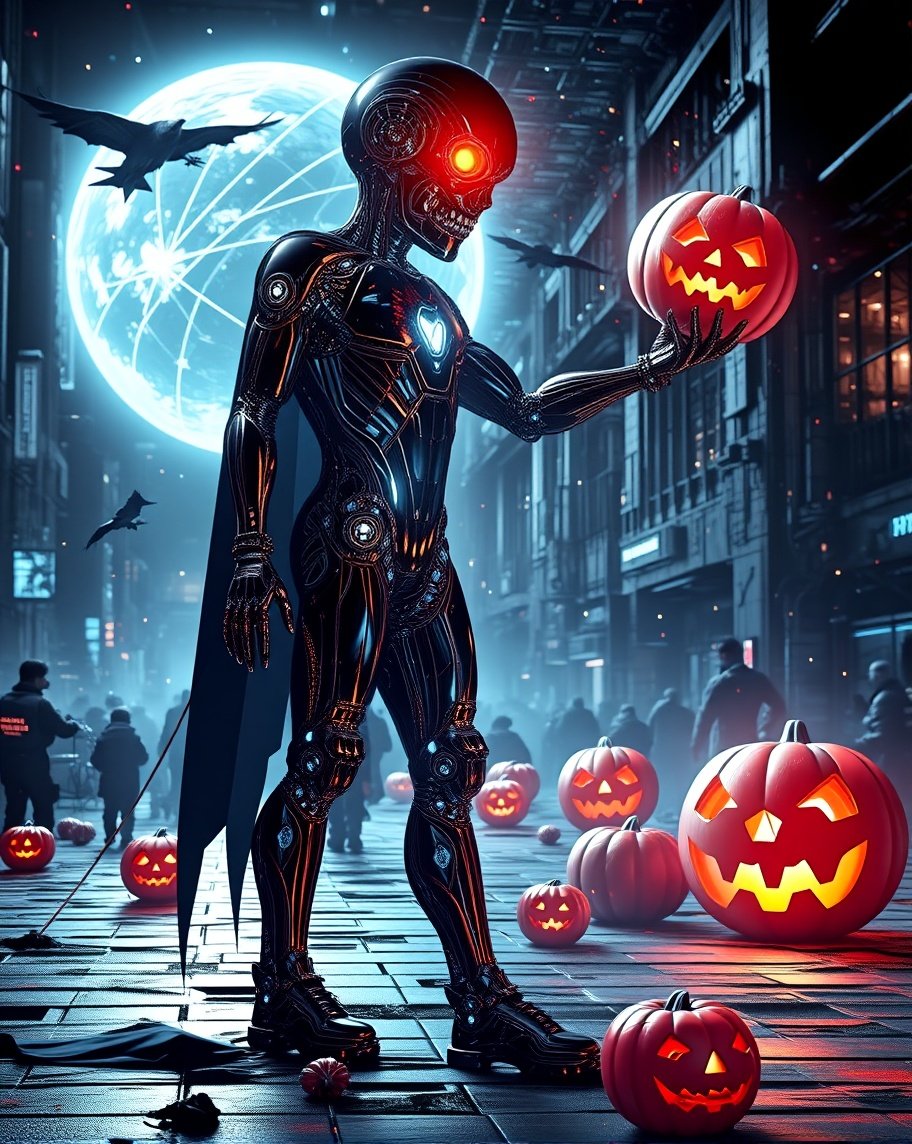 chris_cyanide's tweet photo. A.I. enjoying Halloween after it takes over. #Halloween #aiartwork #starryai @get_starryai https://t.co/hrPa4GIear