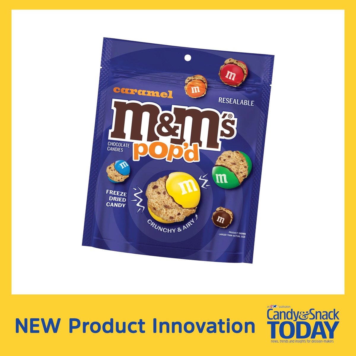 M&amp;M’s POP’d is Mars Wrigley North America’s latest addition to its new line of POP’d freeze-dried candy. M&amp;M’s POP’d Caramel features the brand’s classic caramel flavor in a light, crispy, and crunchy texture.

Find more innovations: bit.ly/47nzSac