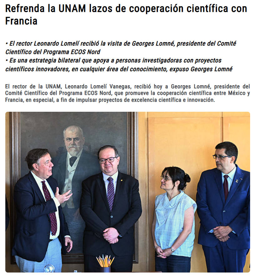 🗞️ Hoy en DGCS <a href="/UNAM_MX/">UNAM</a> 
"𝐑𝐞𝐟𝐫𝐞𝐧𝐝𝐚 𝐥𝐚 𝐔𝐍𝐀𝐌 𝐥𝐚𝐳𝐨𝐬 𝐝𝐞 𝐜𝐨𝐨𝐩𝐞𝐫𝐚𝐜𝐢ó𝐧 𝐜𝐢𝐞𝐧𝐭í𝐟𝐢𝐜𝐚 𝐜𝐨𝐧 𝐅𝐫𝐚𝐧𝐜𝐢𝐚" 🇲🇽🤝🇫🇷
Consulta la nota completa 👉dgcs.unam.mx/boletin/bdbole… #UNAMInternacional #UNAMFrancia #UNAMEuropa #ECOSNord