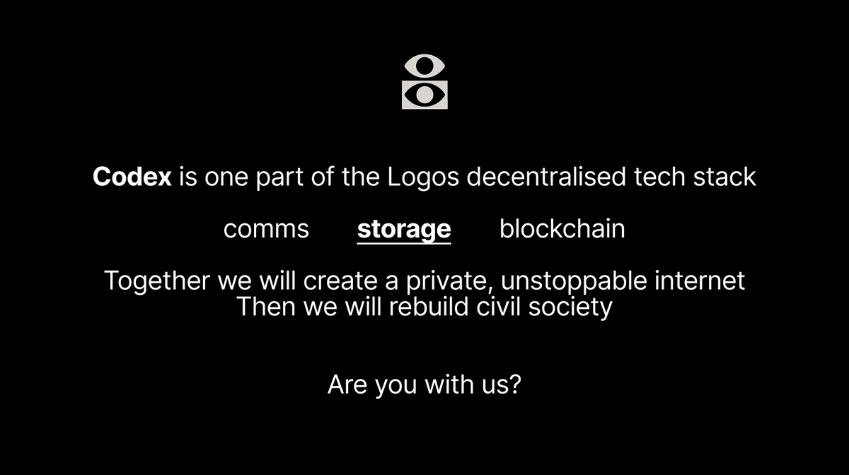 Codex_storage's tweet image. A new era is coming. Build it with us.

Join @Logos_network.