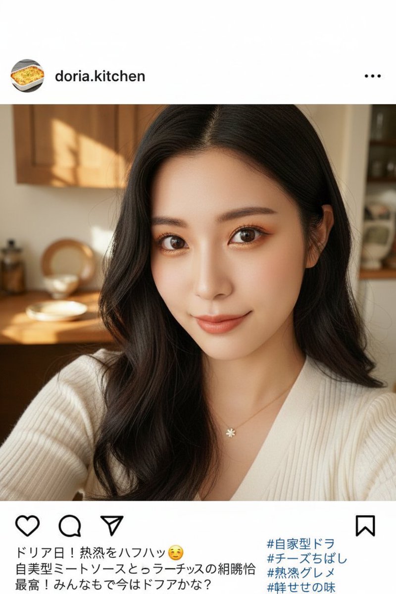 今日のFinstagram(#Gemini に作らせた架空の #Instagram です。)    

今日は速記記念日ってことでこちらです。    

#AIart #AI美女 #AI美女リアル #インスタ #ドリアの日 #20代女子