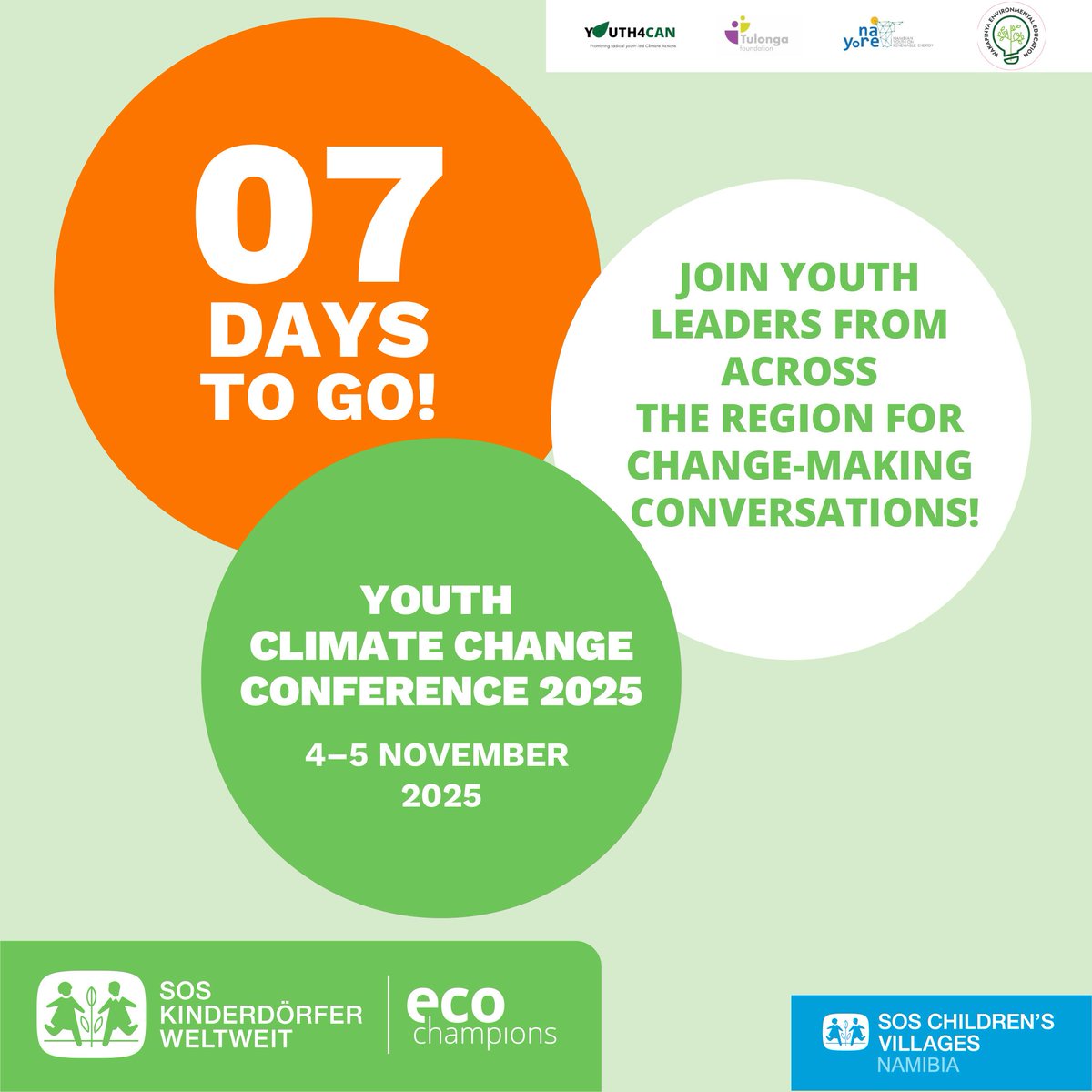 Only 7 days to go!
Get ready to turn your ideas into action at the Youth Climate Change Conference 2025 
4–5 November 2025
 Let’s shape a sustainable future together!