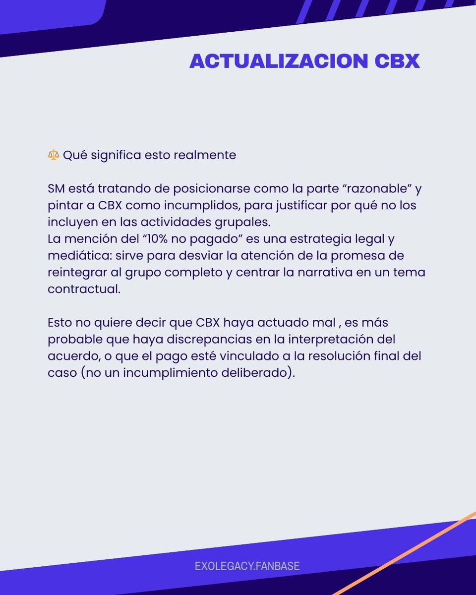 exo_legacy's tweet image. SM acusa a CBX de distorsionar los hechos. CBX asegura haber aceptado todas las condiciones.
Fans exigimos claridad y que EXO sea un grupo completo.
