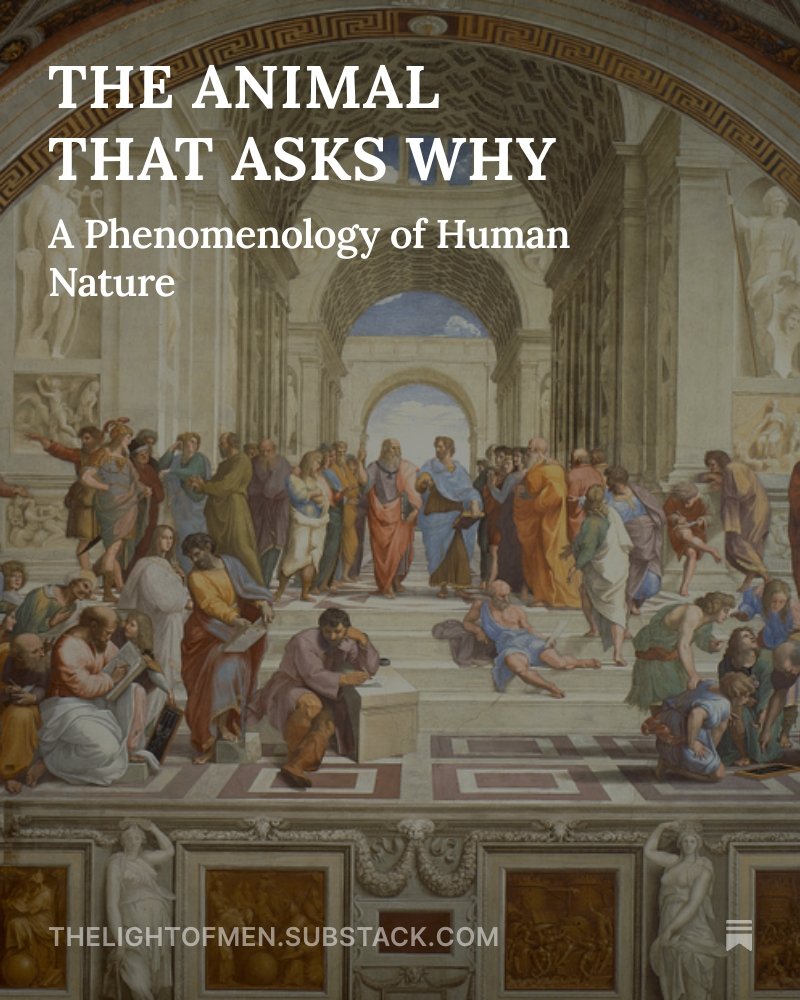 DrAnthonyDelRio's tweet photo. We are the animal that asks "why."  

Humans are teleological, normative, rational, symbolic, and transcendence-oriented beings.  

Civilizations that deny this collapse. 

Not theory. Anthropology.

Read THE ANIMAL THAT ASKS WHY on Substack:
https://t.co/jBwOUu8Lqs https://t.co/voHE07Ov2W