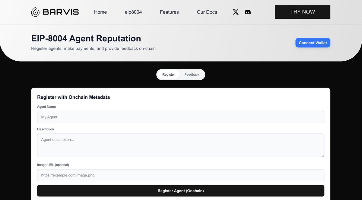 The integration of ERC-8004 marks a major milestone for the emerging AI agent economy.

$BARVIS is now among the first projects to activate it - allowing users to create and configure their own verified AI agents for DeFi yield strategies.

Verified. Autonomous. On-chain.