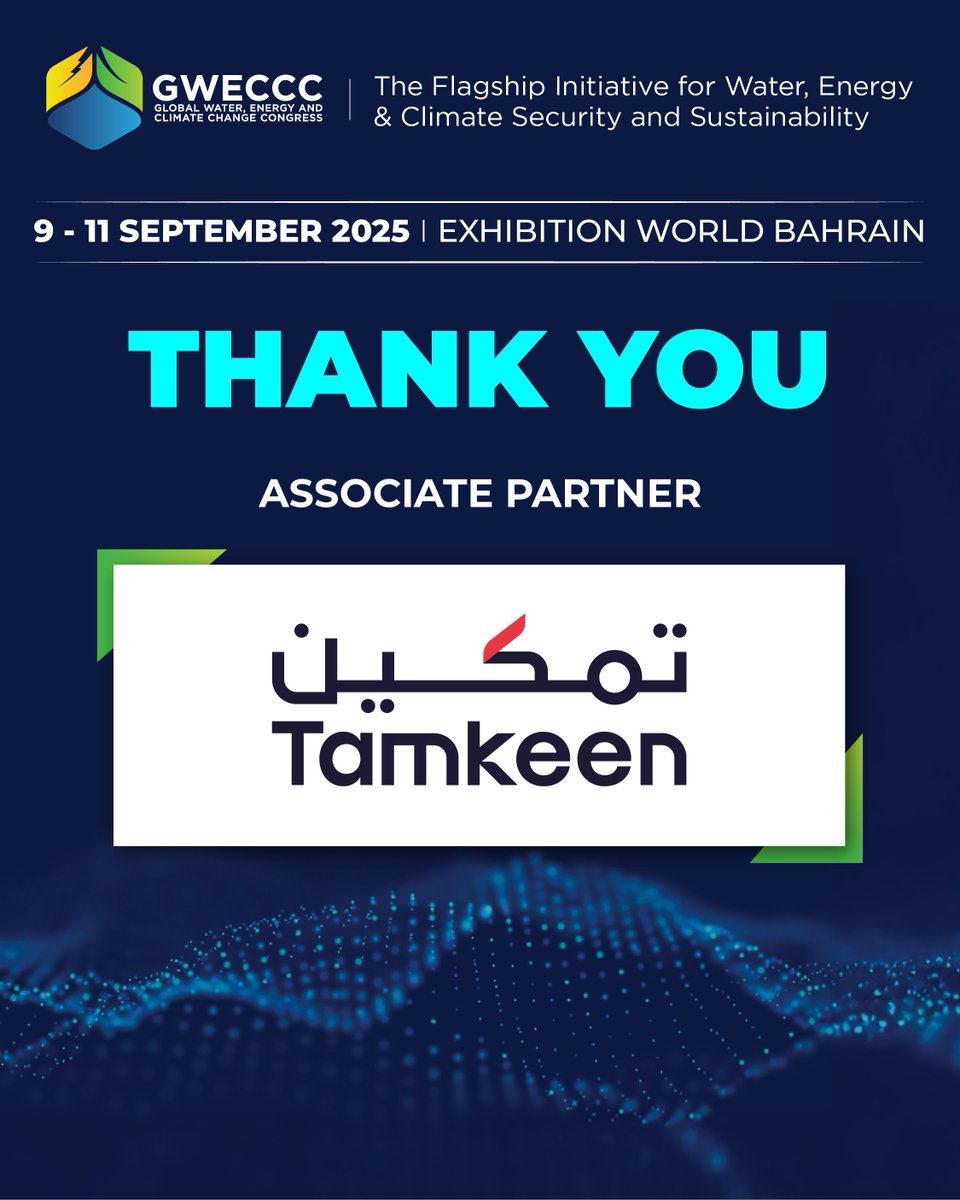 gweccc's tweet image. We extend our sincere appreciation to @TamkeenBahrain for partnering with the #GWECCC2025 as an Associate Partner.

Tamkeen’s continued support underscores its commitment to driving sustainable economic growth and empowering innovation in Bahrain’s evolving energy and climate…