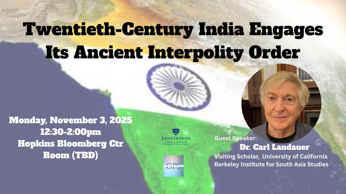 My talk in D.C., Mon, 3 Nov, at Johns Hopkins SAIS on modern India and its engagement with its ancient interpolity order. If you’d like to attend, I need to supply names to the organizers.
