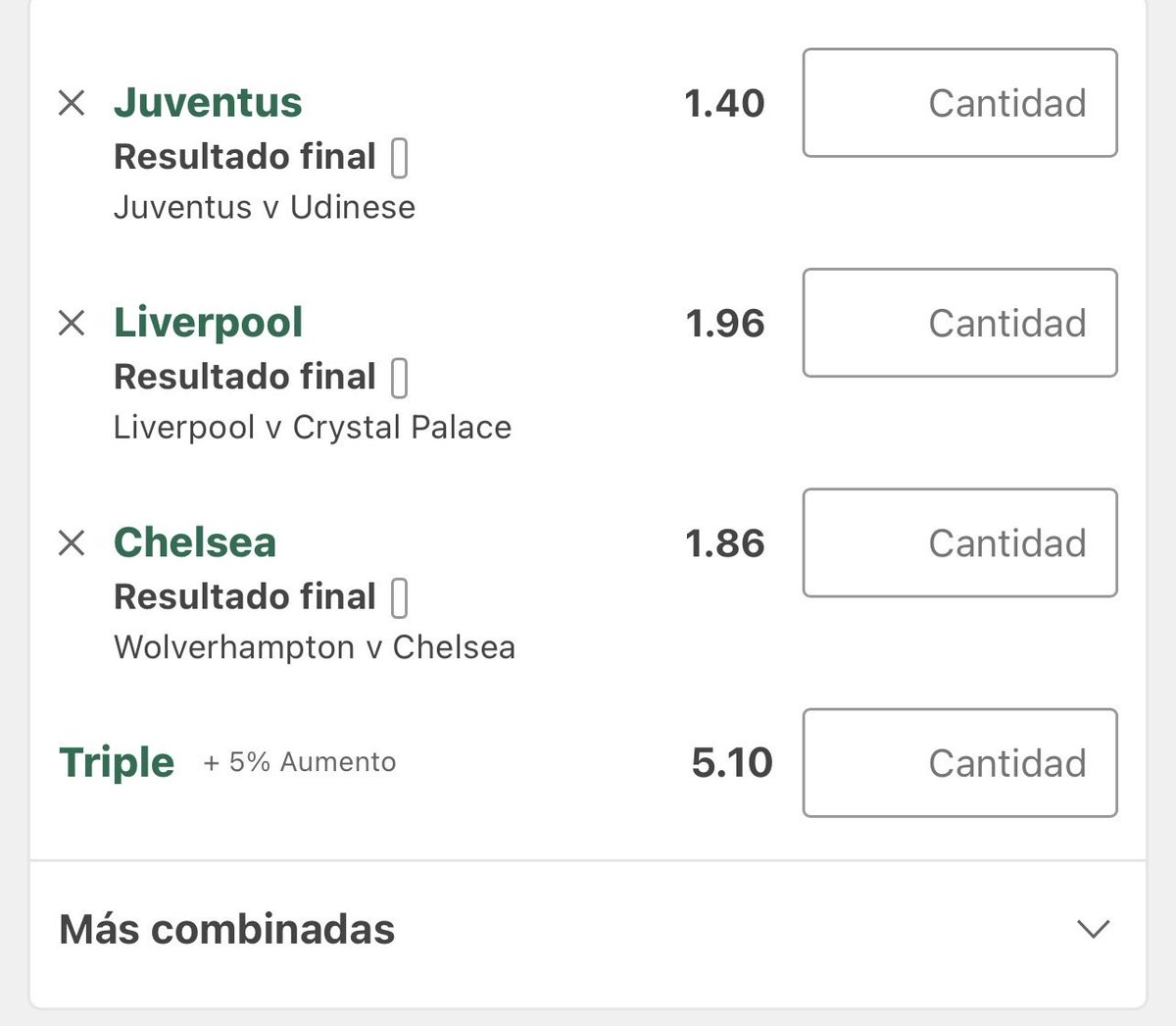 TipsFantasticos's tweet photo. Quiniela cuota 5 para esta tarde.

No olvideis de entrar en nuestro Telegram para nuestro pick de hoy!! 

https://t.co/XoD40Wx9Mt

#funbet #Juventus #Liverpool #Chelsea https://t.co/5zX0nEXdhW