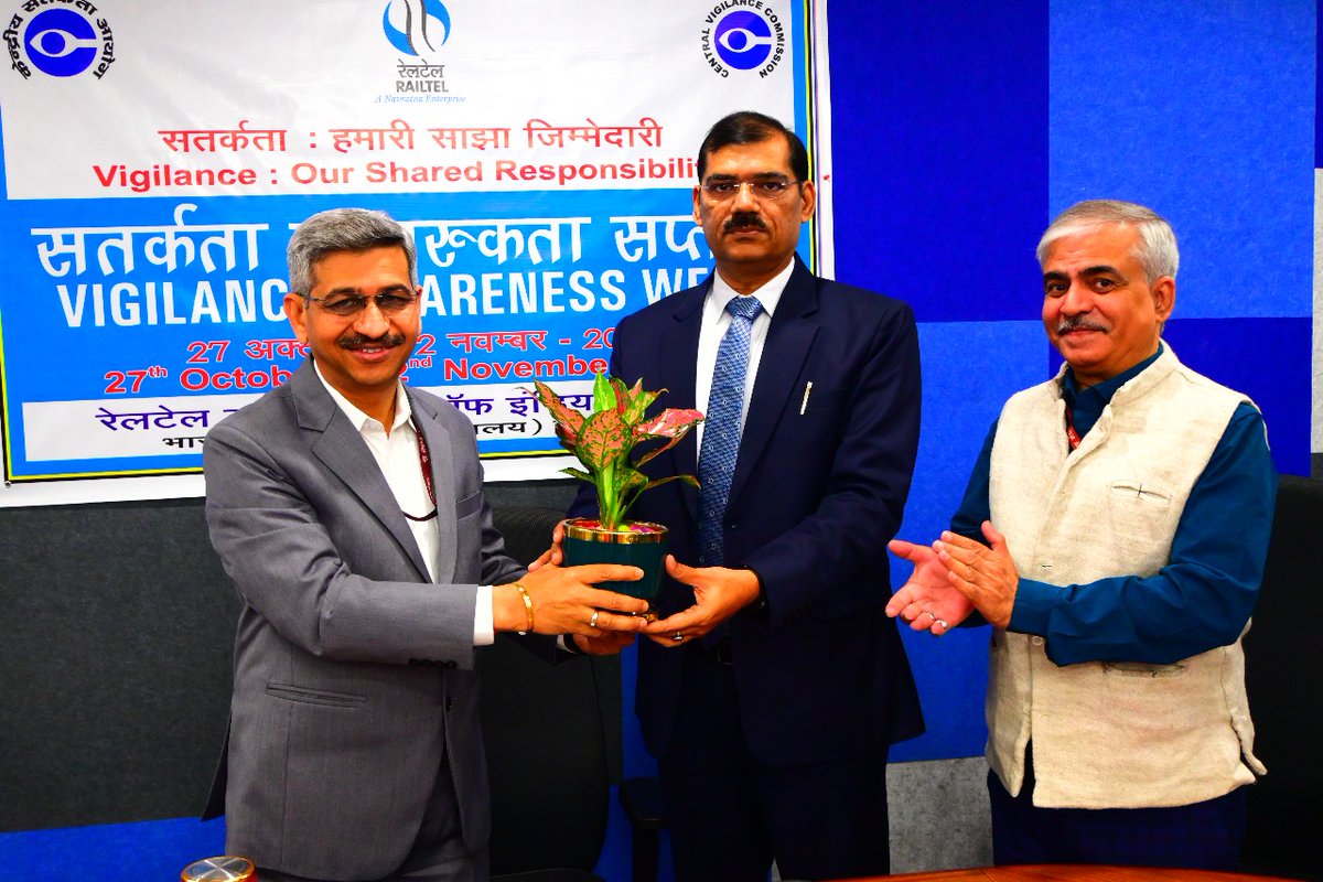 On the occasion of Vigilance Awareness Week (VAW) 2025, RailTel organised an insightful session on “Challenges and Way Forward in Public Procurement'  by Sh. Ashok Kumar, CTE/CVC. He shared valuable insights on transparency, accountability, and best practices in public