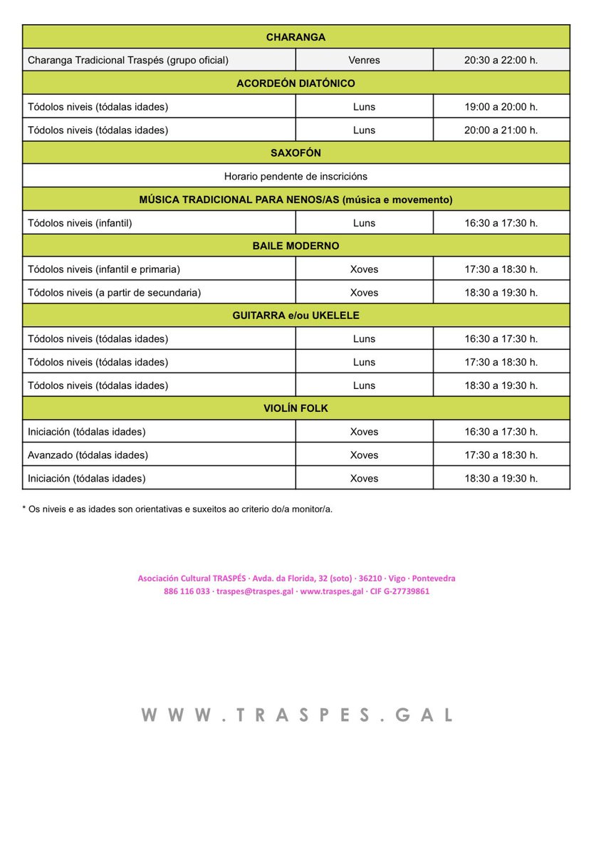 Modificación e aumento nalgunha das nosas clases 👣
.
Debido á forte demanda nas actividades este ano, vémonos na obriga de aumentar a oferta e modificar algún horario...
.
Bótalle un vistazo!!
.
#traspés #traspès #escolatraspés #actividades #ocio #vigo