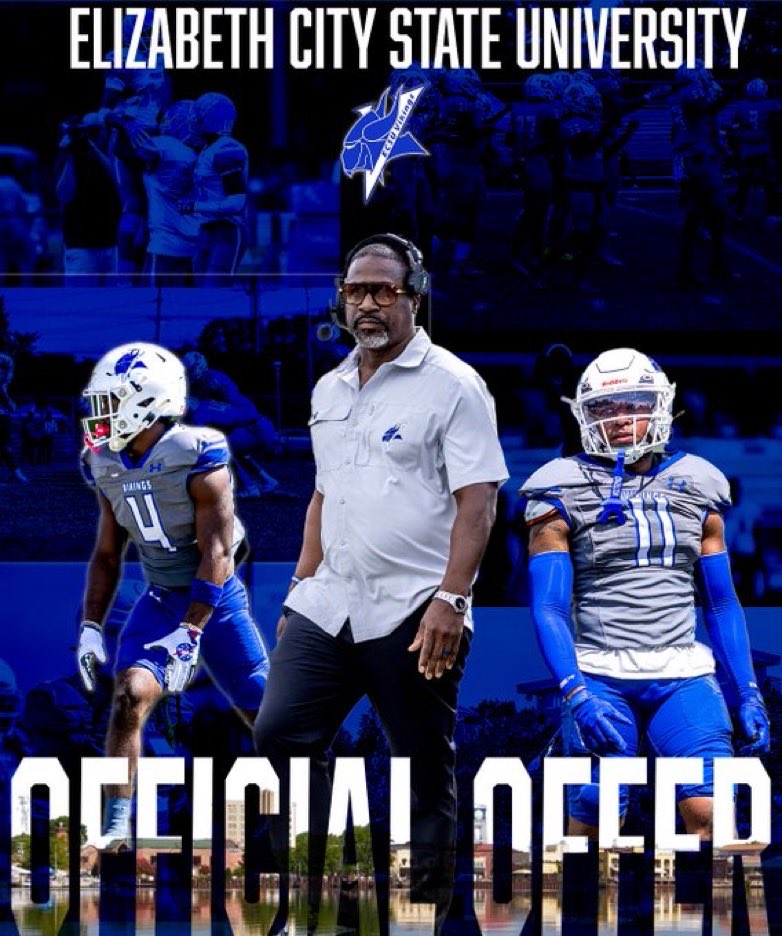 I am blessed to receive an offer from Elizabeth City State!!!! <a href="/CoachHulk54/">Coach Hulk</a> <a href="/CoachAJ_Jones/">Adrian Jones</a> <a href="/OfficialBLSfb/">Ben L. Smith Football</a> <a href="/COACHJACKSON336/">Coach Jack</a> <a href="/CoachGeoff_LYM/">LeaveYaMarkFb</a> <a href="/CoachLeeBax/">CoachBax</a>