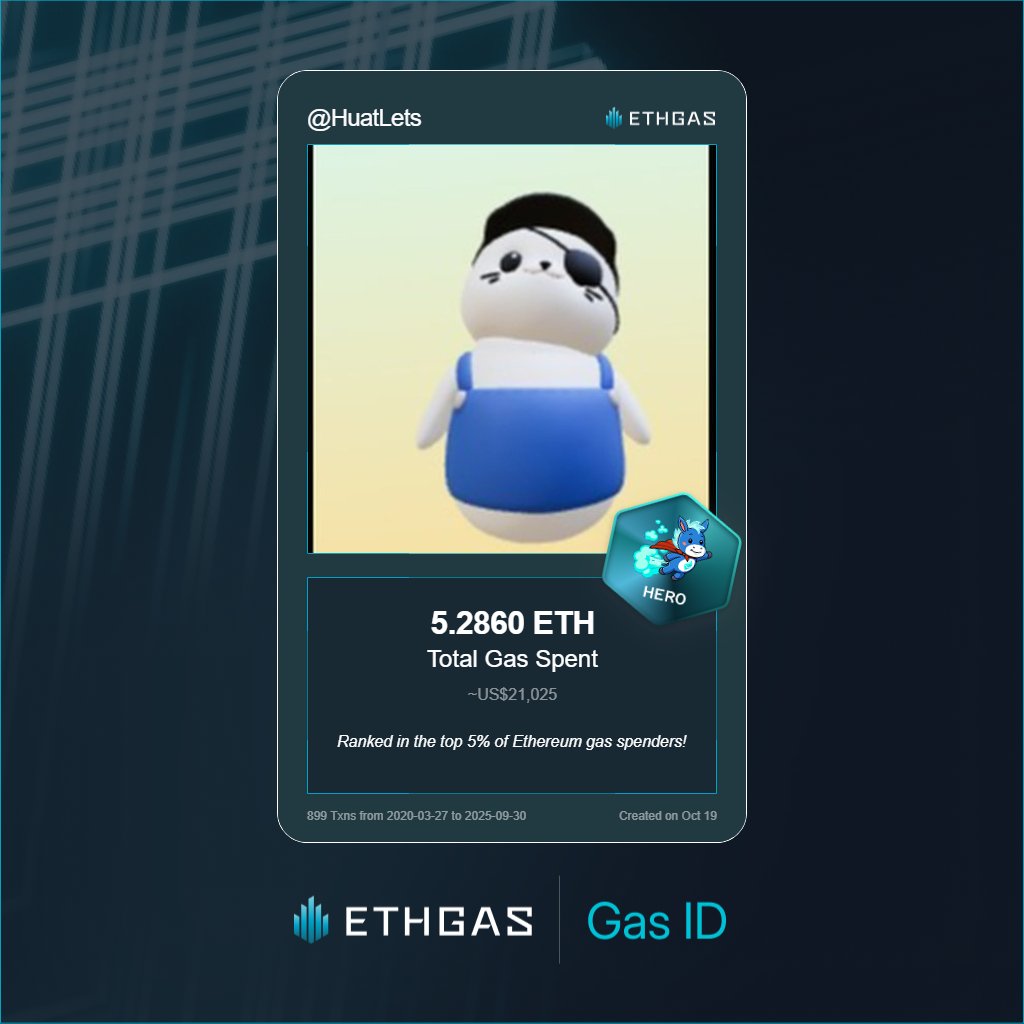 Discovered my Gas ID via ETHGas - turning my gas spend into rewards 🫘

As a Hero Jack, I've spent 5.286 ETH on gas but earned 0 Beans back.

Get your Gas ID and Beans here: ethgas.com/community/gas-…