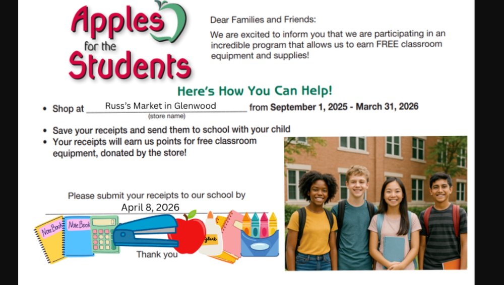Support your school with "Apples for the Students" glenwoodschools.org/o/ne/article/2…