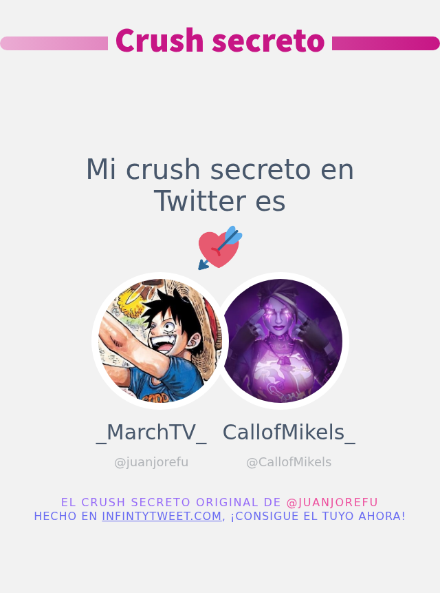 Mi crush secreto en Twitter es <a href="/CallofMikels/">CallofMikels_</a>

➡️ infintytweet.me/secret-crush?l…